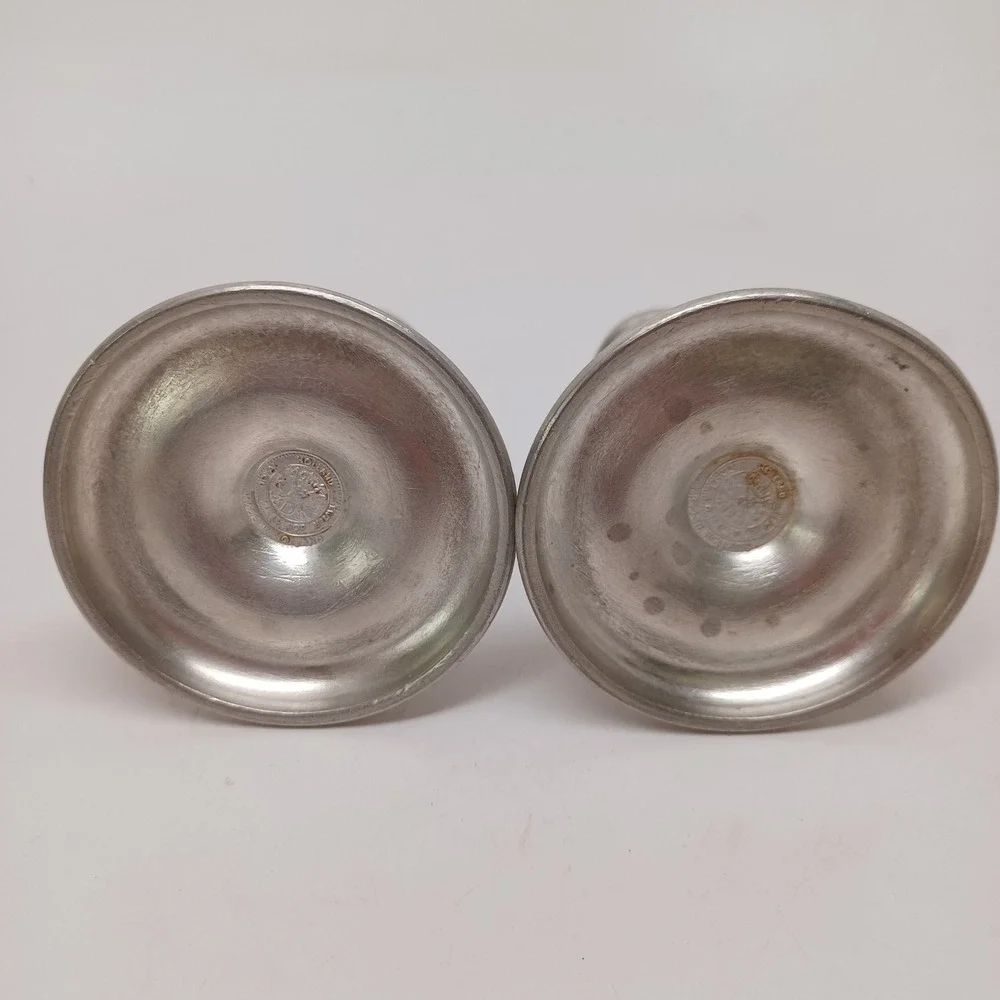 Royal Daalderop Pewter Candlesticks Set of 2 Made in Holland Vintage Silver 4.5